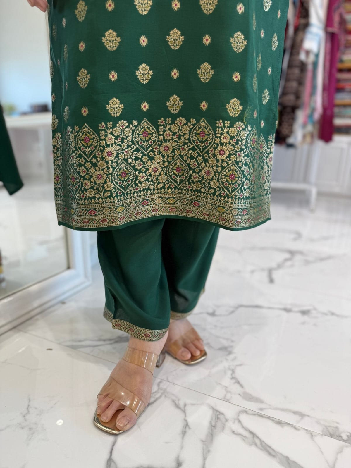 Attractive Designer Pure Banarasi Jequard Wiving Suit Set