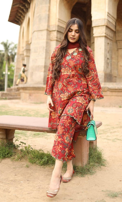 SOMIYA Women’s Pure Cotton Printed Suit Set with Dupatta