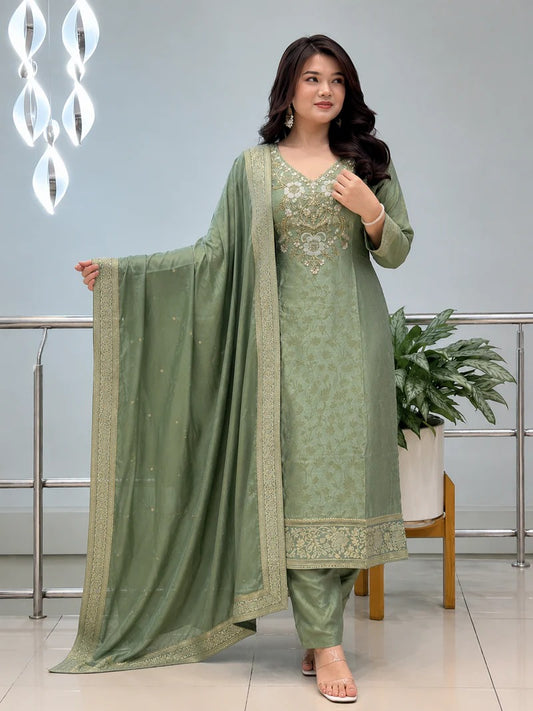 Banarasi Silk Suit Set with Handwork Dupatta for Women