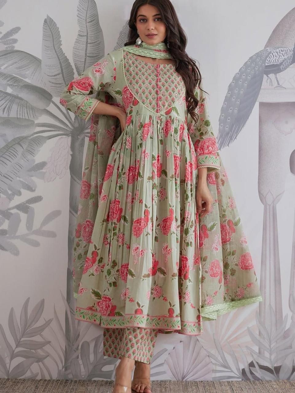 Designer Pure Jaipuri Cotton Ethnic Suit Set for Women