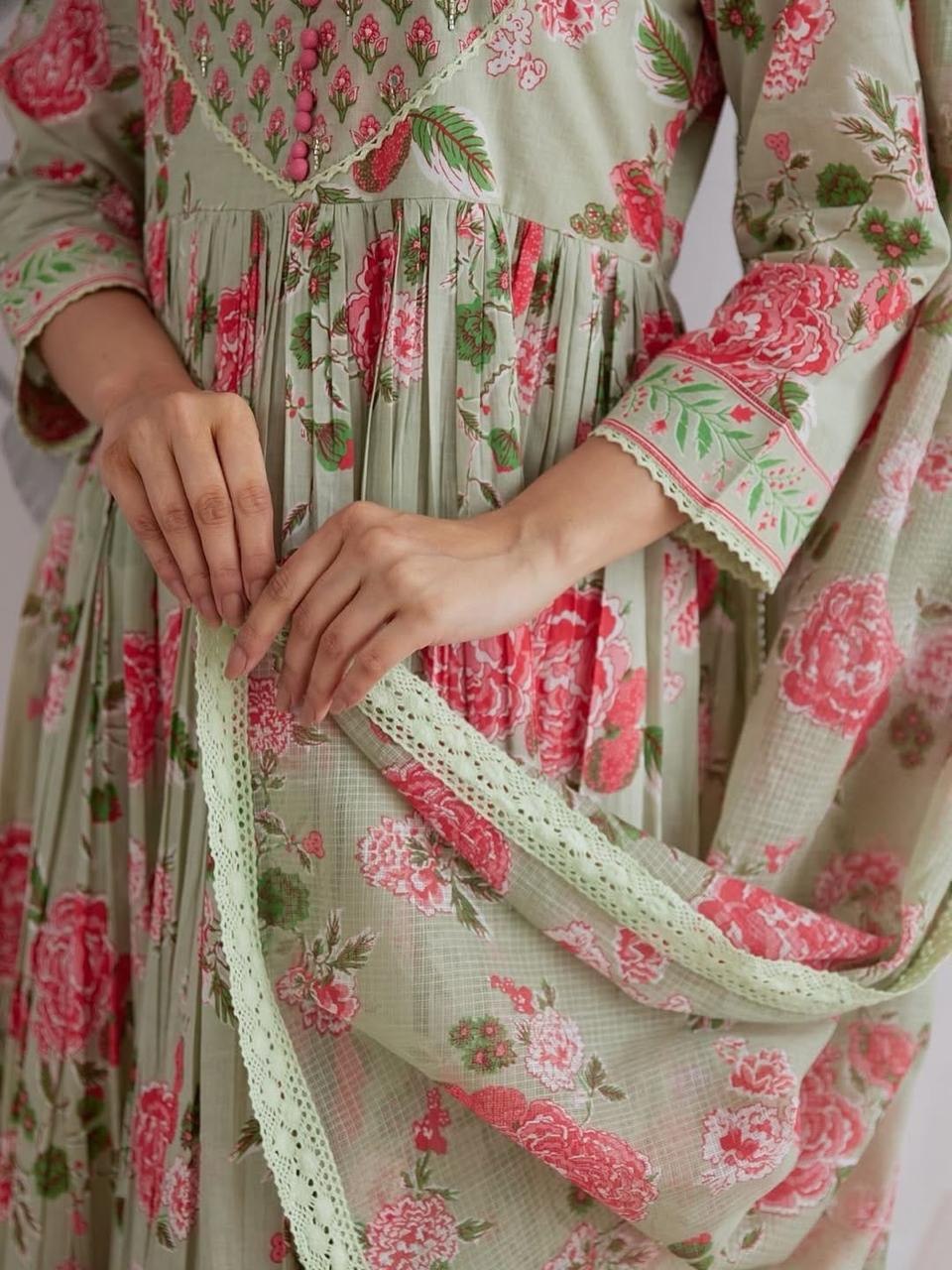 Designer Pure Jaipuri Cotton Ethnic Suit Set for Women