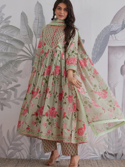 Designer Pure Jaipuri Cotton Ethnic Suit Set for Women