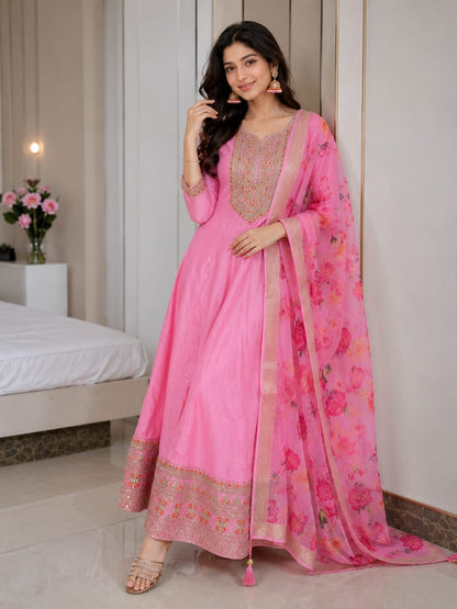 Very Beautiful Magic Silk Anarkali Suit Set