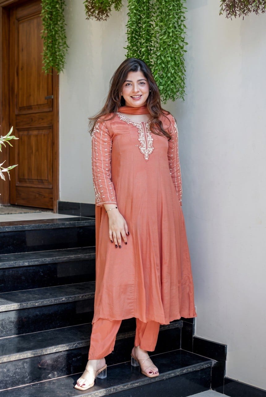 Design Pure Glass Tissue Anarkali Kali Gown