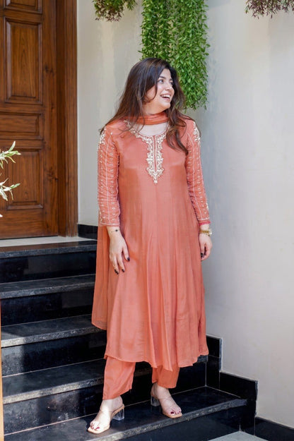 Design Pure Glass Tissue Anarkali Kali Gown