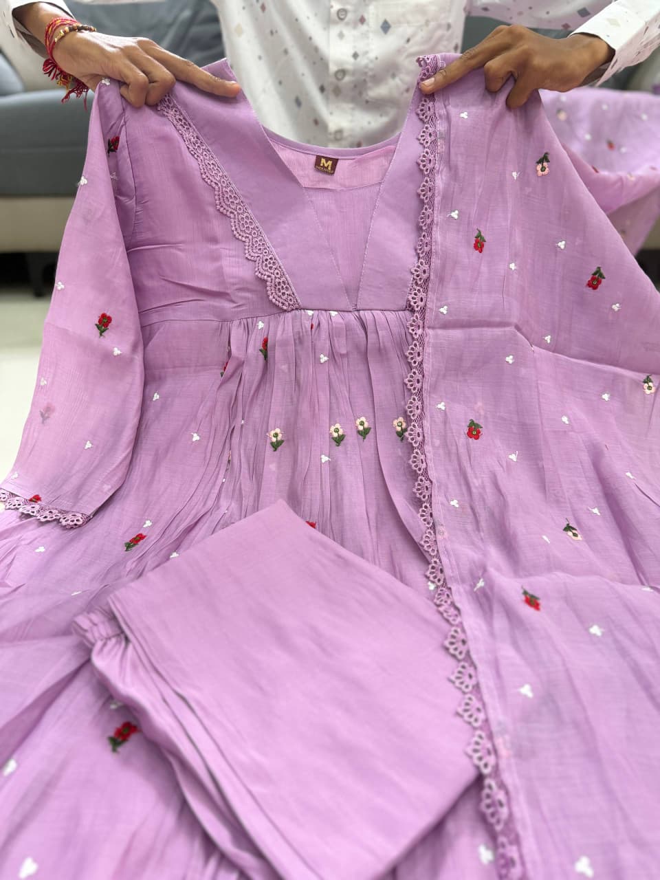 Lilac Meadow Lace Anarkali Suit Set