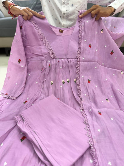 Lilac Meadow Lace Anarkali Suit Set