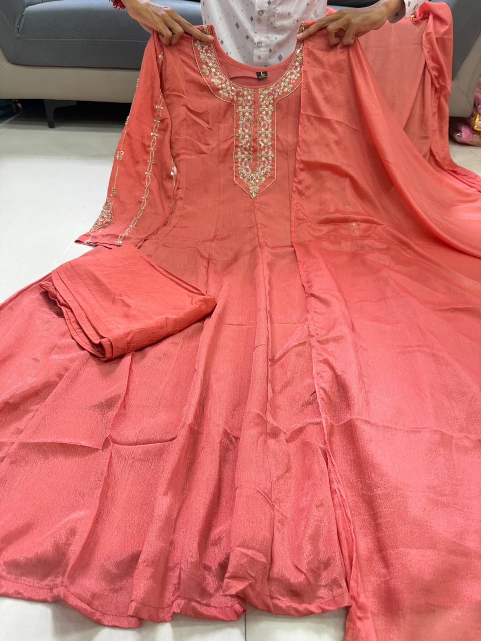 Design Pure Glass Tissue Anarkali Kali Gown