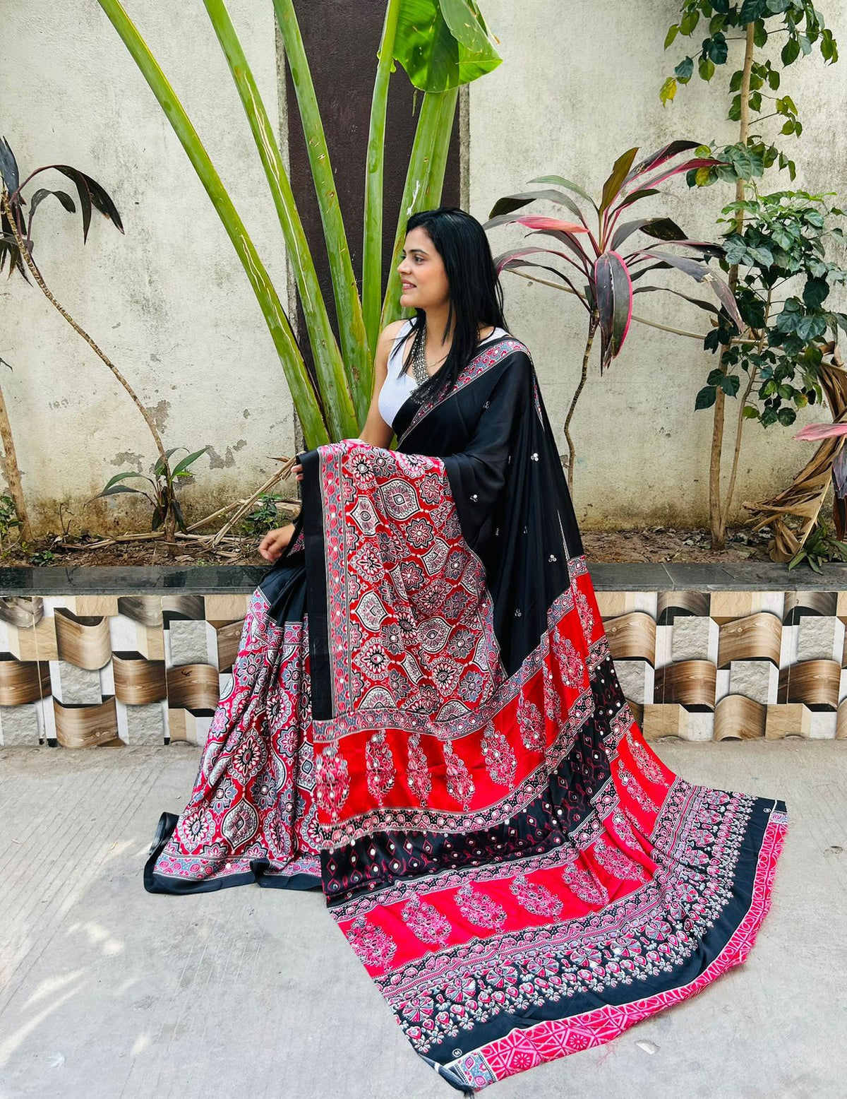 The Diya Radiance Look Royal Black Gajji Silk Saree With Mirror Work