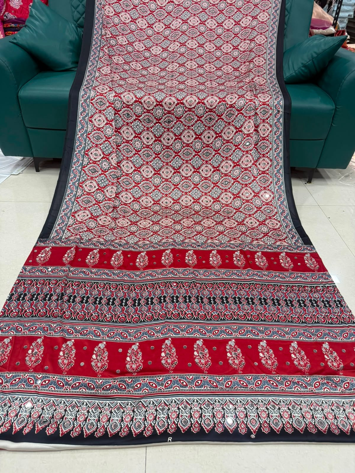 Shahi Nazraana Deep Crimson Red Pure Gajji Silk Festive Wear Saree
