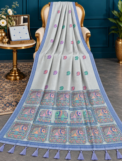 Heritage Elephant Motif Premium Cotton Saree