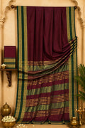 Royal Wine Festive Cotton Saree Deep Green Border