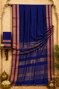 Premium Contrast Zari Border in Royal Blue Soft Mercerized Cotton Saree