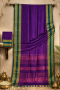 Festive Plum Purple Soft Mercerized Saree with Teal Contrast Pallu