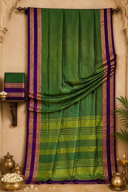Deep Emerald Malabar Heritage Mercerized Cotton Saree