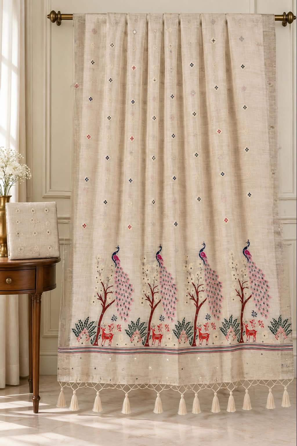 Vrindavan Heritage Blush Peacock Chronicle Mercerized Saree