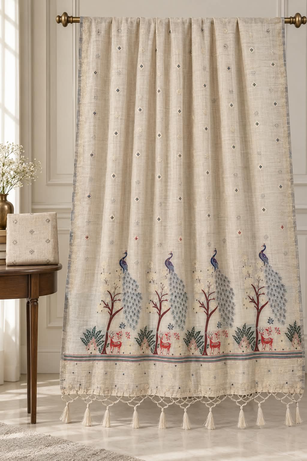 Folklore Peacock Skirt Border Premium Soft Mercerized Cotton Saree