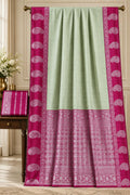 Exotic Mint-Green and Deep Magenta Pink Kanjivaram Style Mercerized Saree