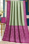 The Sage Mist & Imperial Magenta Heritage Mercerized Luxury Saree