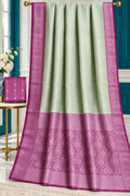 Mint Green Wedding Kanjivaram Silk Saree with Mauve Pink Silver Brocade