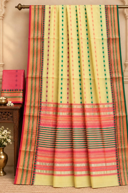 Enchanted Meadow Handspun Primrose Cotton Saree
