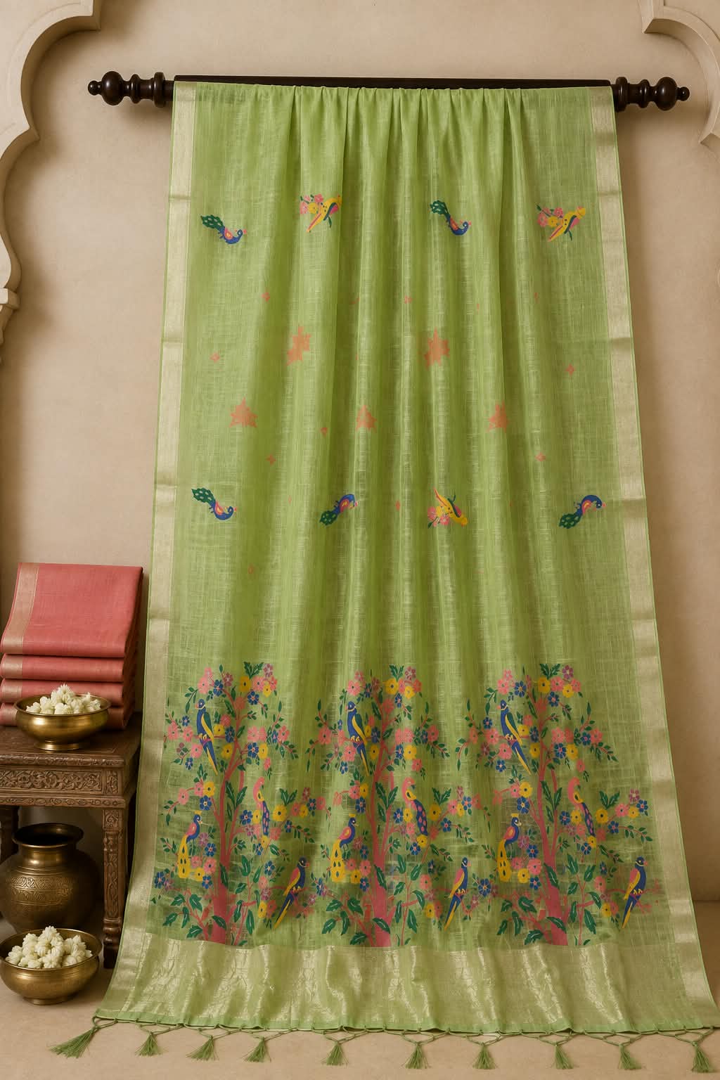 New Launch Heavy Premium Peshwai Soft Cotton Loom-Weave Saree