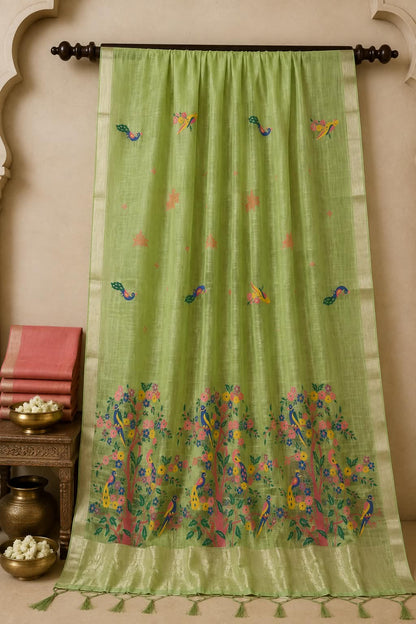 New Launch Heavy Premium Peshwai Soft Cotton Loom-Weave Saree