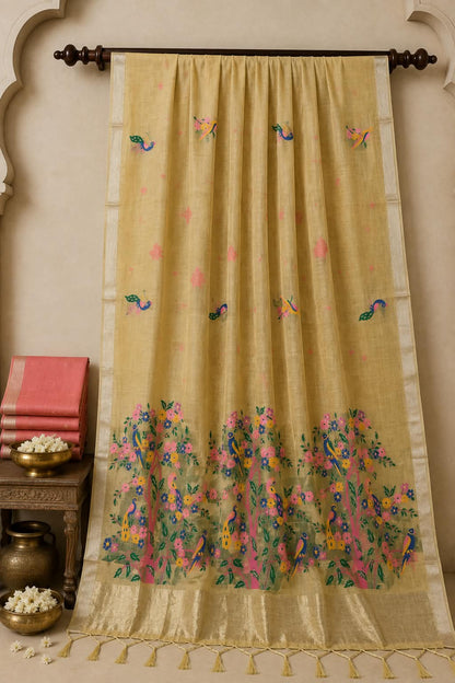 Premium Peshwai Cotton Saree with Traditional Peacock Pichwai Design