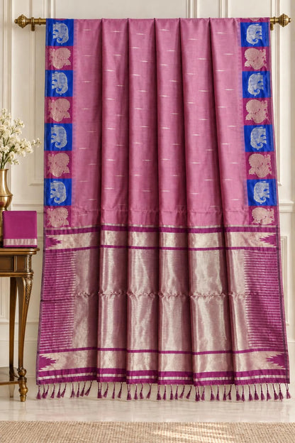 The Orchid Linear  Dusty Mauve Kanchipuram Saree