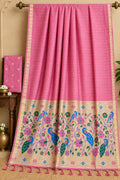 Magenta Pink Premium Cotton Paithani with Traditional Contrast Gold Pallu Saree
