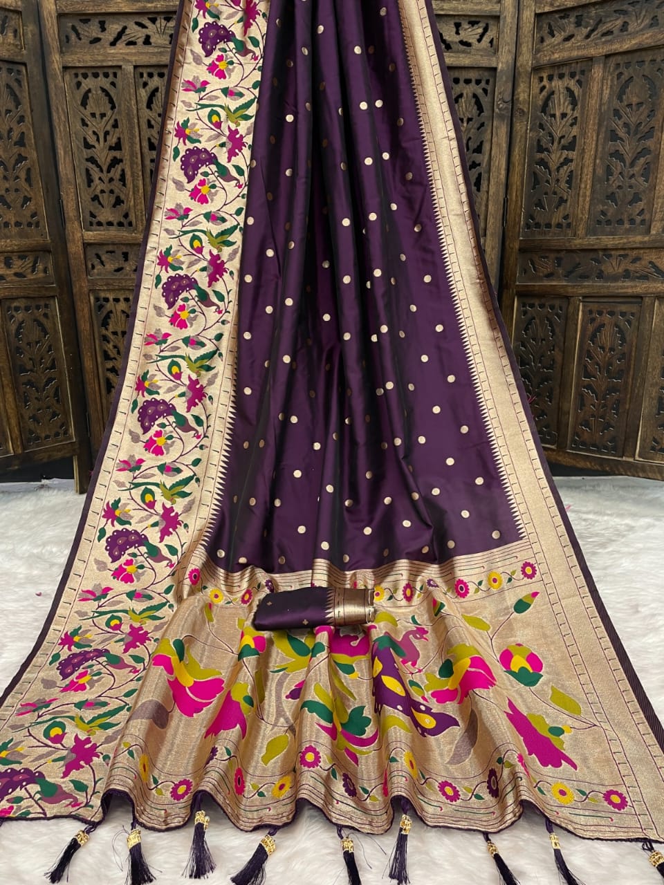 Traditional Maharashtrian Purple Silk Saree
