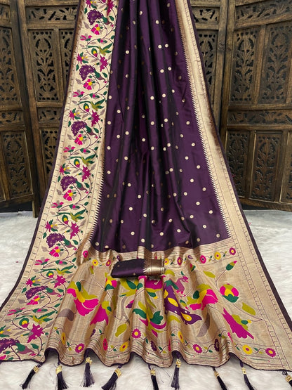 Traditional Maharashtrian Purple Silk Saree