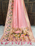 Divine Light Pink Soft Silk Multicolored Saree