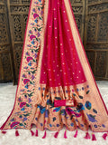Vibrant Rani Pink Soft Silk Saree with Heritage Meenakari Floral Border