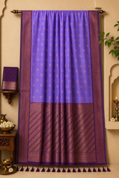 Lavender and Violet Varisiapettu Brocade Pure Kanchipuram Silk Saree