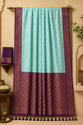 Sea Green & Deep Aubergine Pure Kanchipuram Silk Bridal Saree