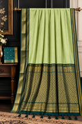 Pastel Citron Elegance Clean Body Gadwal Saree with Festive Border