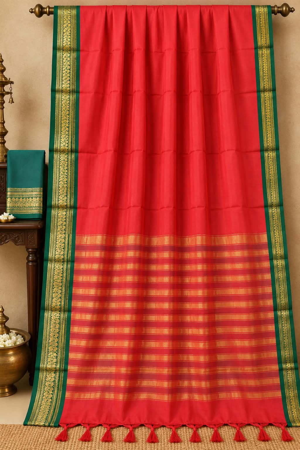 Embrace Timeless Elegance with the Crimson Heritage Cotton Silk Saree