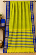 Captivate the Room with the Azure Citron Cotton Silk Saree