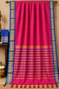 Radiate Festive Glamour with the Magenta Majesty Cotton Silk Saree