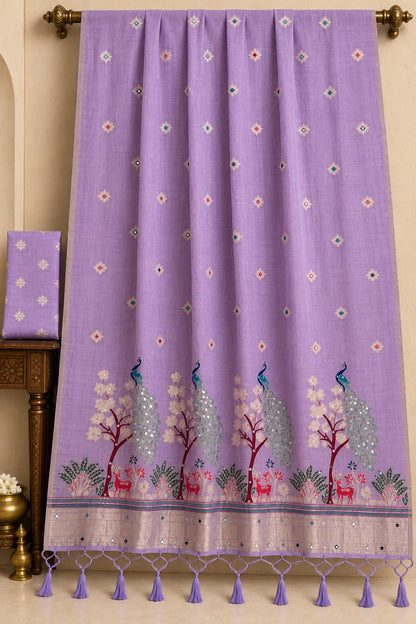 Lavender Meadow Weave Saree