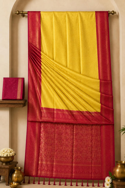 Royal Aura Contrast Kanchipuram Silk Saree with Antique Brocade
