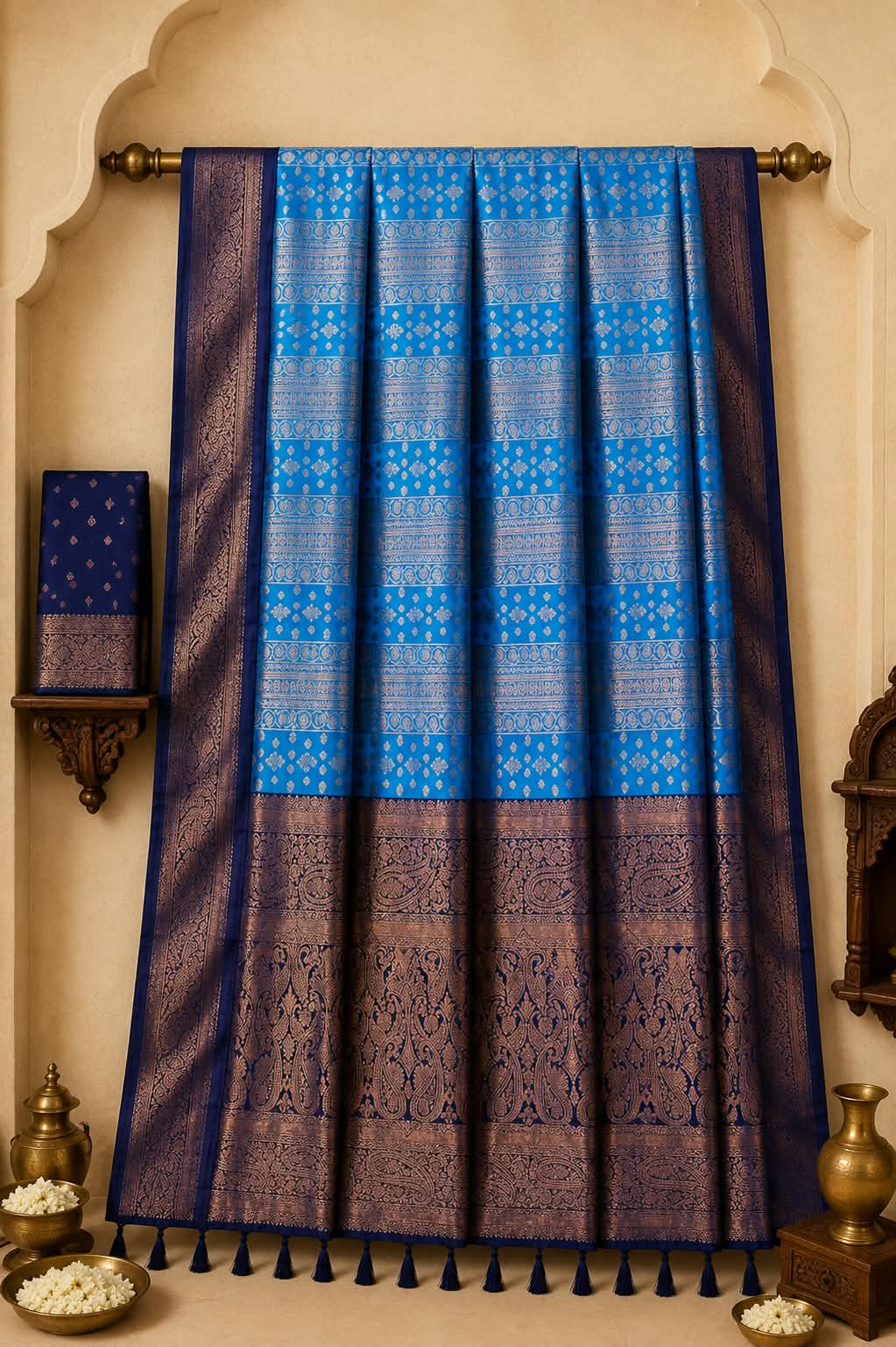 The Neelam Cerulean Sky and Imperial Midnight Kanchipuram Heirloom