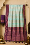 The Enchanted Pastel & Plum Kanjivaram Silk Saree