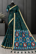 Enchanting Forest Green Premium Cotton Saree With Panoply Blouse Piece