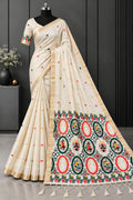 Vogue Cream Folklore Cotton Saree