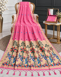 Artisan Pink Cotton Drape with Meenakari Zari Border Saree