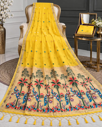 The Sunshine Mayur Pankh Festive Cotton Saree