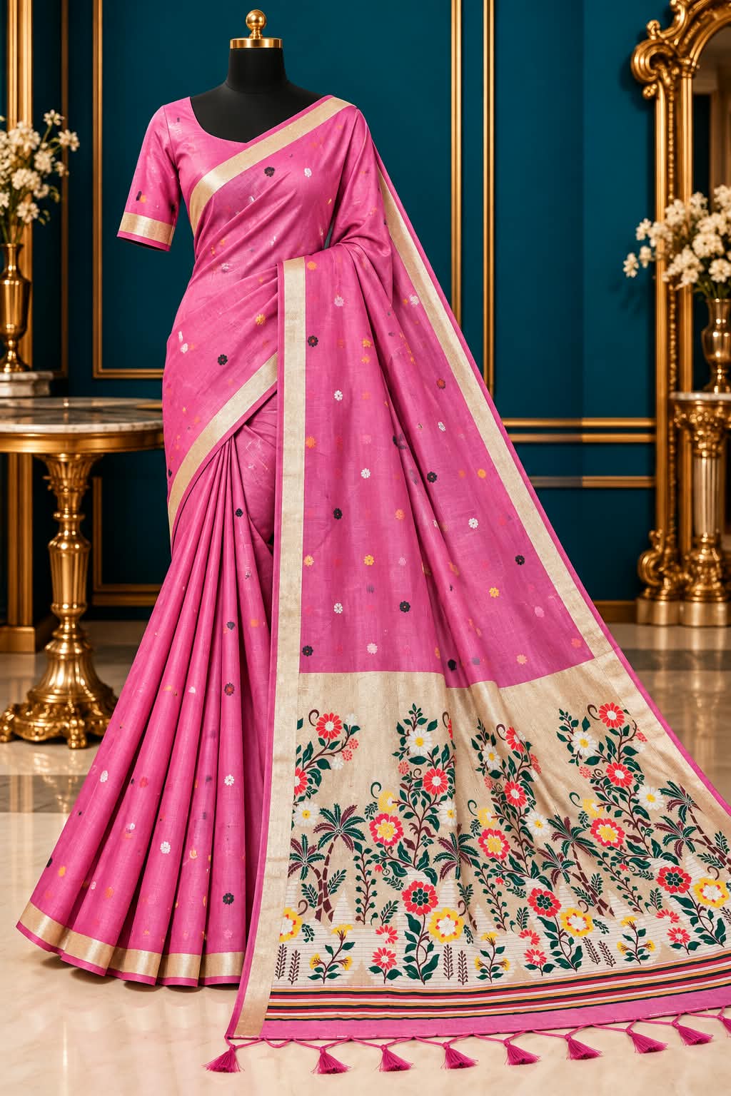 The Maharani Gulabi  A Premium Deep Magenta Saree