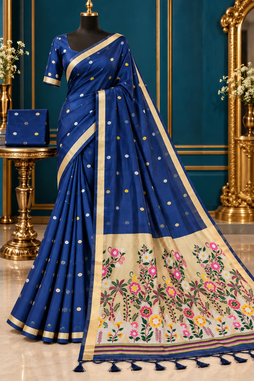The Shahi Neelam Heritage Premium Cotton Saree
